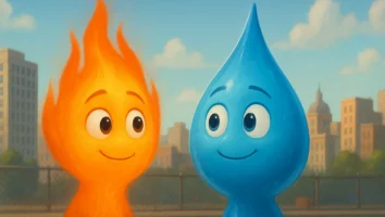 Elementos Pixar fogo água cidade imigração Ember Wade