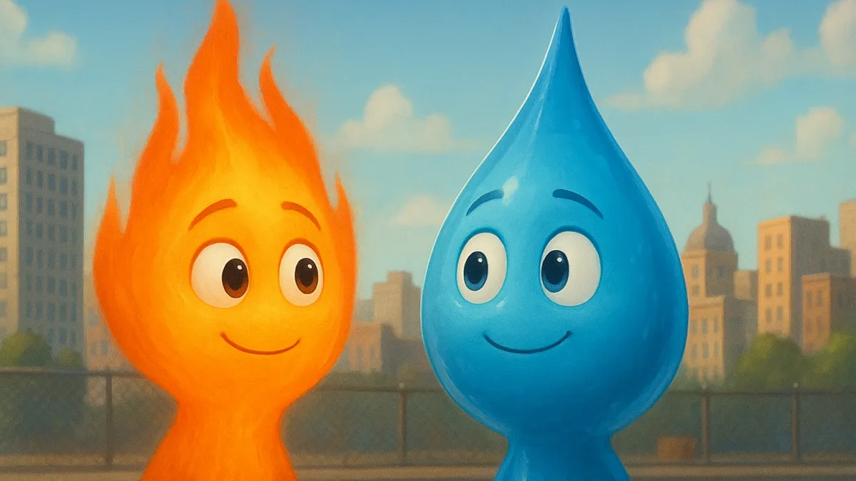 Elementos Pixar fogo água cidade imigração Ember Wade