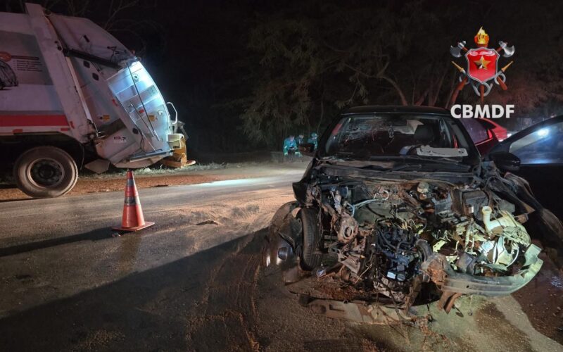 Acidente com carro, caminhão e ônibus deixa ferida em Sobradinho